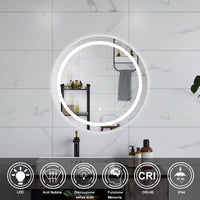 AICA Specchio da bagno 60 x 60 cm, antiappannamento, dimmerabile, interruttore touch, Funzione Memoria