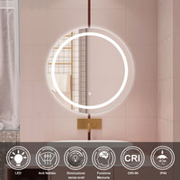 AICA Specchio da bagno 60 x 60 cm, antiappannamento, dimmerabile, interruttore touch, Funzione Memoria