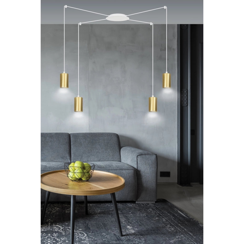 Lampada a sospensione TRAKER in acciaio bianco e oro
