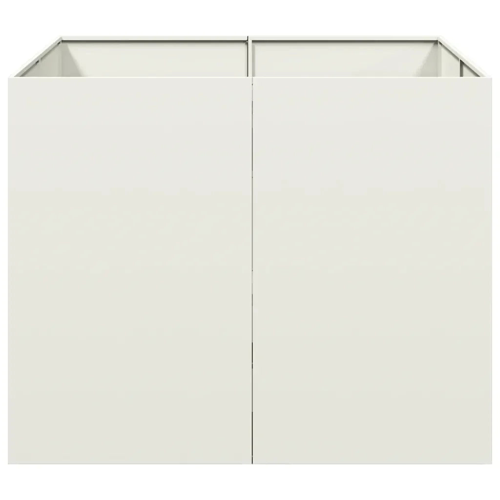 Fioriera quadrata moderna per esterni decorazione da giardino 100 x 100 x 80 cm acciaio bianco 02_0051601