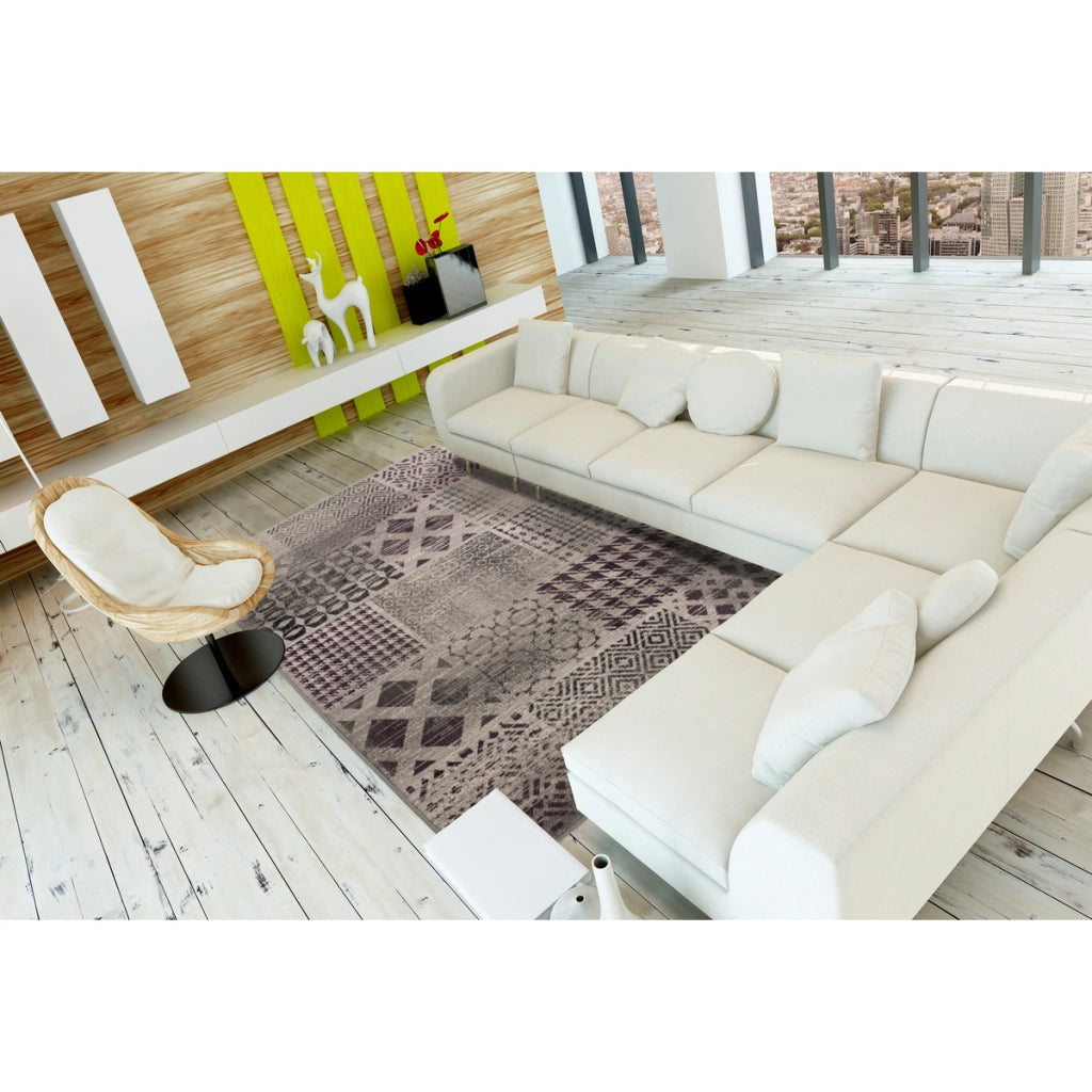 Tappeto moderno Funky 2029 in argento a pelo corto
