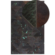 Tappeto Pelle Bovina Marrone e Blu 140 x 200 cm Astratta Artigianale a pelo corto Moderno