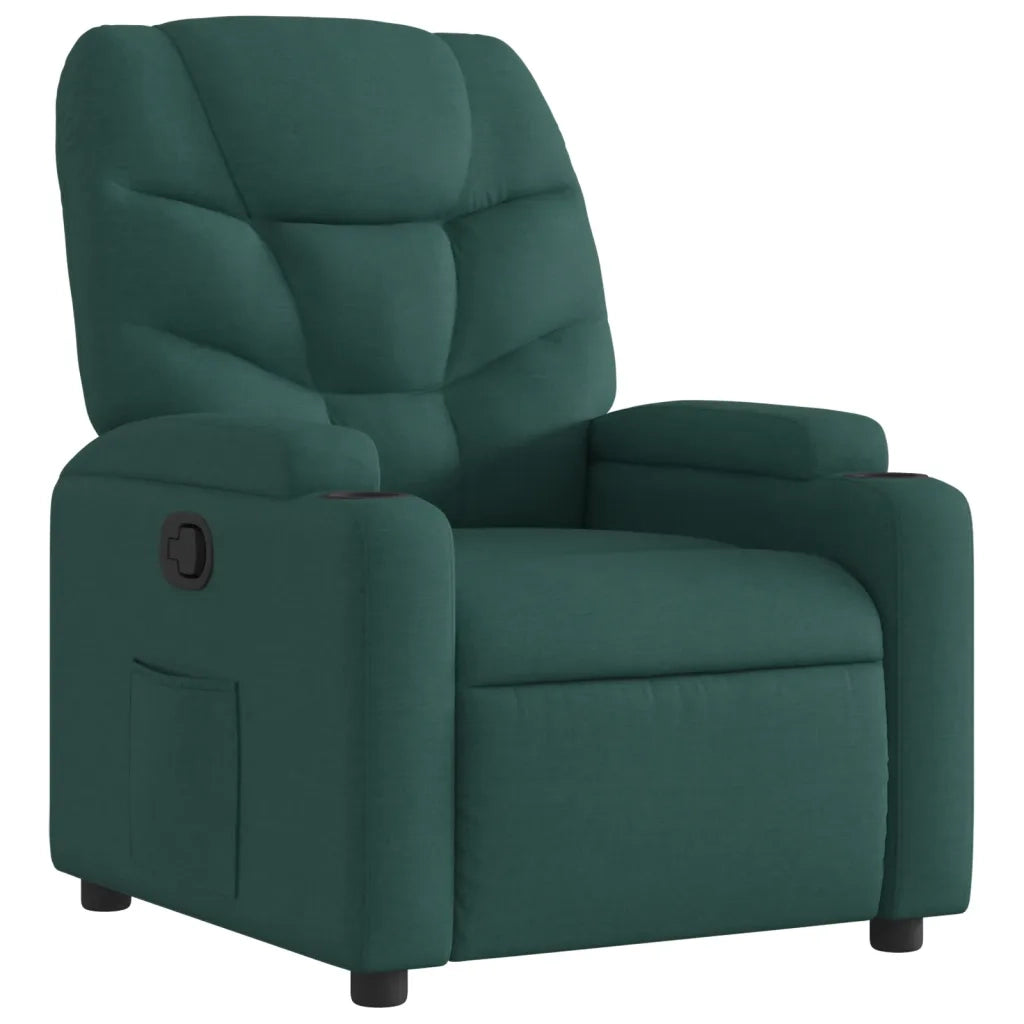 Divano Sedia-Poltrona Reclinabile in Tessuto Verde Scuro 336552