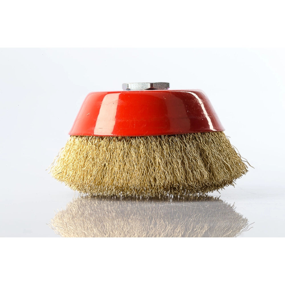 Trade Shop - Spazzola A Tazza Foro 14 Diam 250 Mm Filo Ondulato Ottone Smerigliatrice -