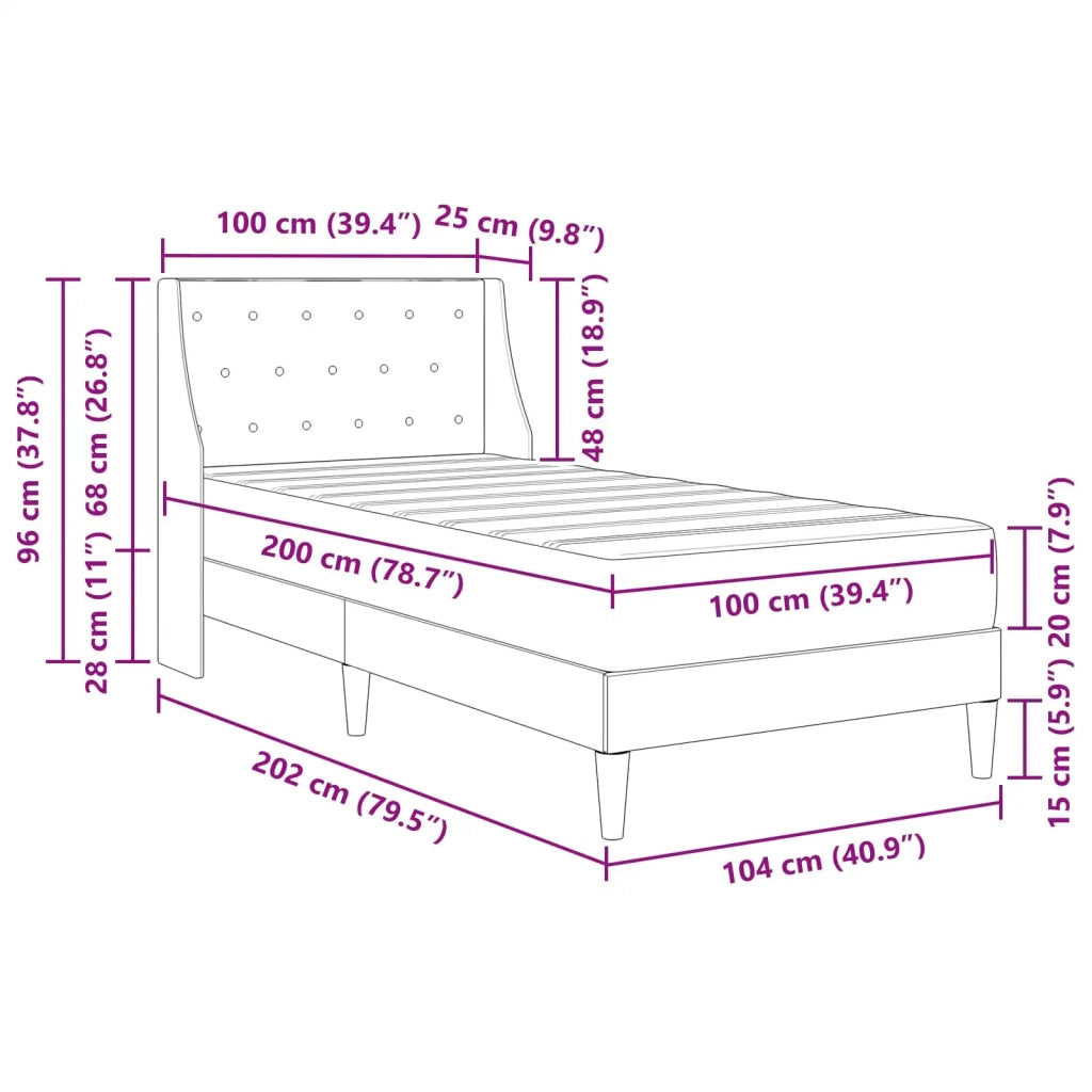 Struttura letto con materasso Rosa 100 x 200 cm Velluto