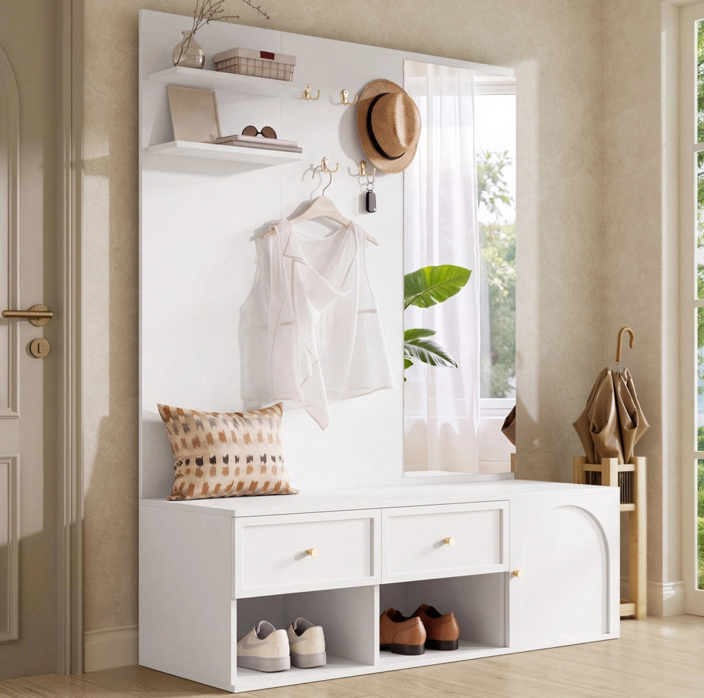 Garderobe multifunzione da ingresso con specchio e contenitori