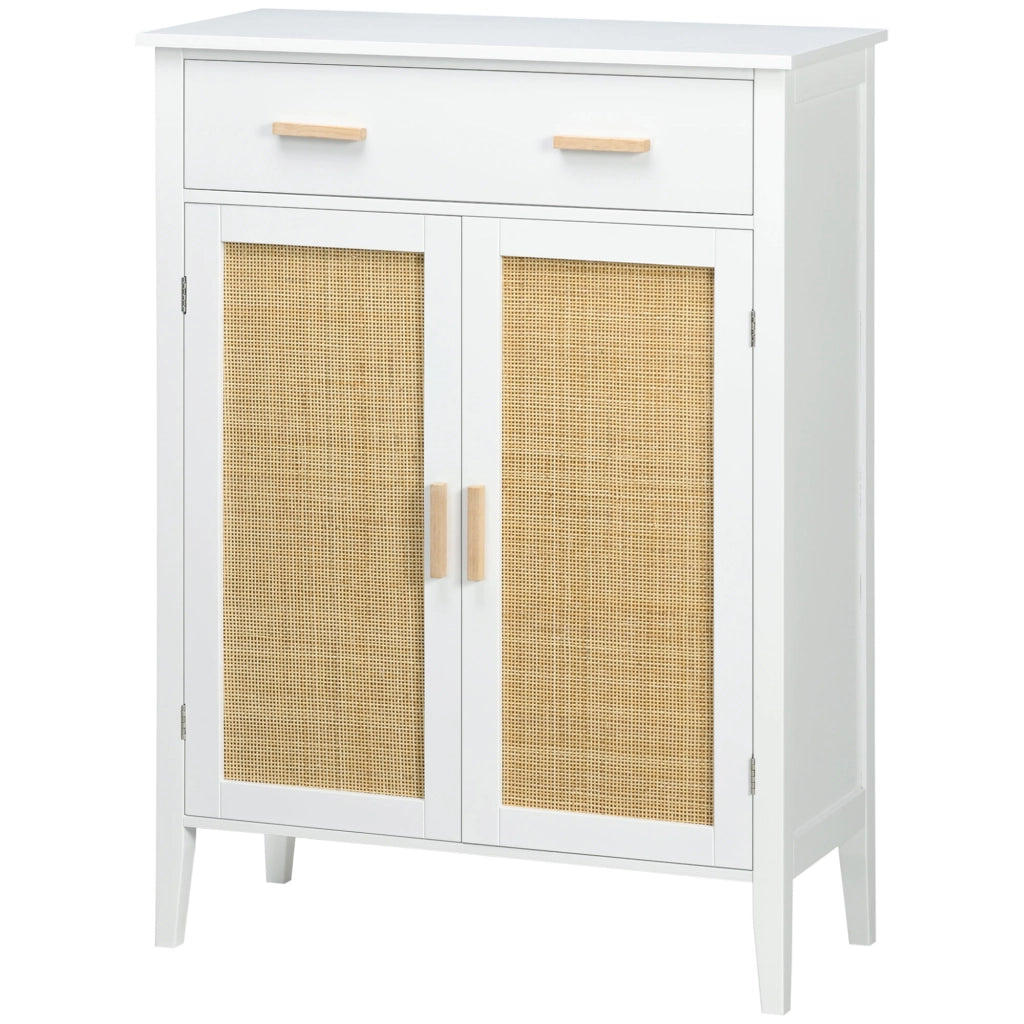 Scarpiera con 2 ante e cassetto effetto cannage ¨C zephmum ¨C bianco 80x35x110 cm