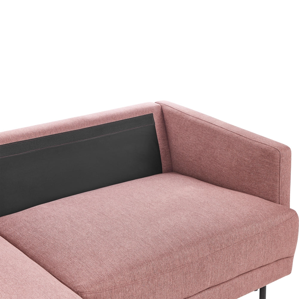 Divano angolare in poliestere rosa 192 x 155 Divano a 2 posti imbottito con gambe in metallo, tessuto e schienale imbottito, moderno e minimalista