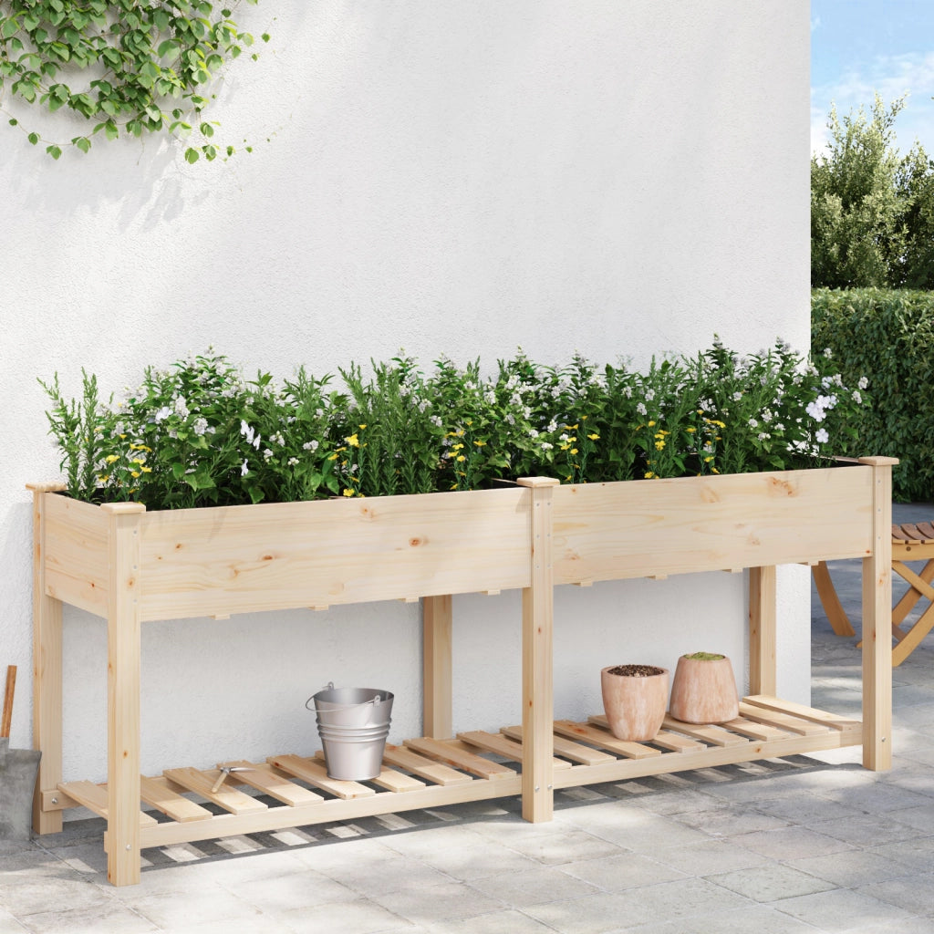 Fioriera da Giardino con Mensola 203x53x76 cm Legno Massello di Abete