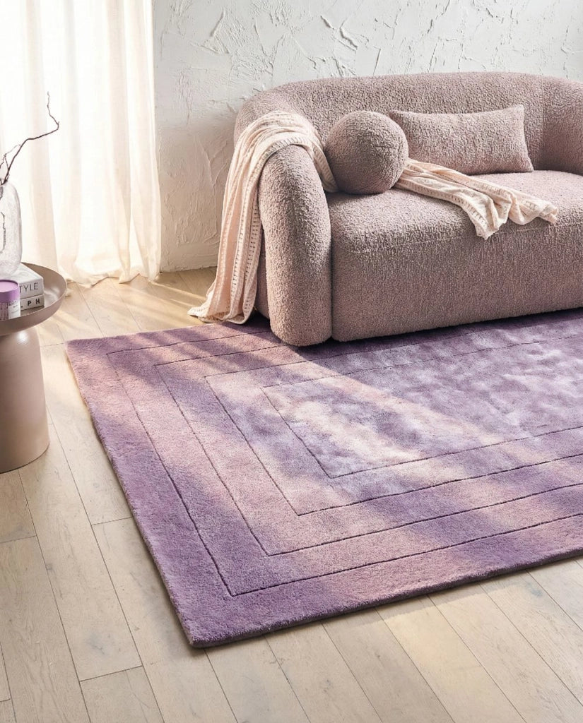 Tappeto stile moderno in viscosa e lana realizzato a mano rettangolare 160 x 230 cm viola