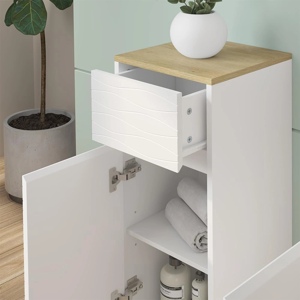 Mobile midi Livia, Bianco, 30 x 80 cm con cassetto
