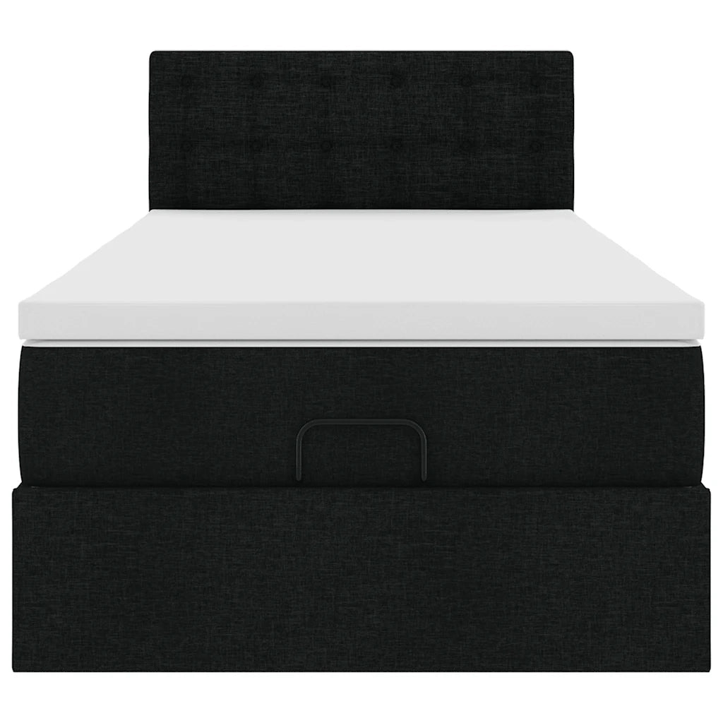 Struttura Letto Pouf con Materasso Nero 80x200 cm in Tessuto 3311582