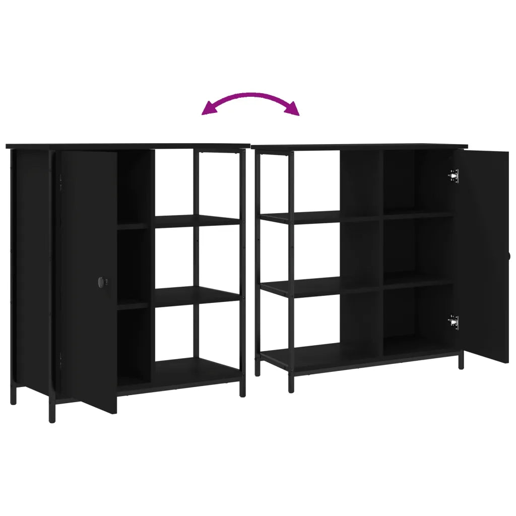 Credenza | Madia | Buffet da pranzo | Armadio da pranzo Nera 70x30x80 cm in Legno Multistrato