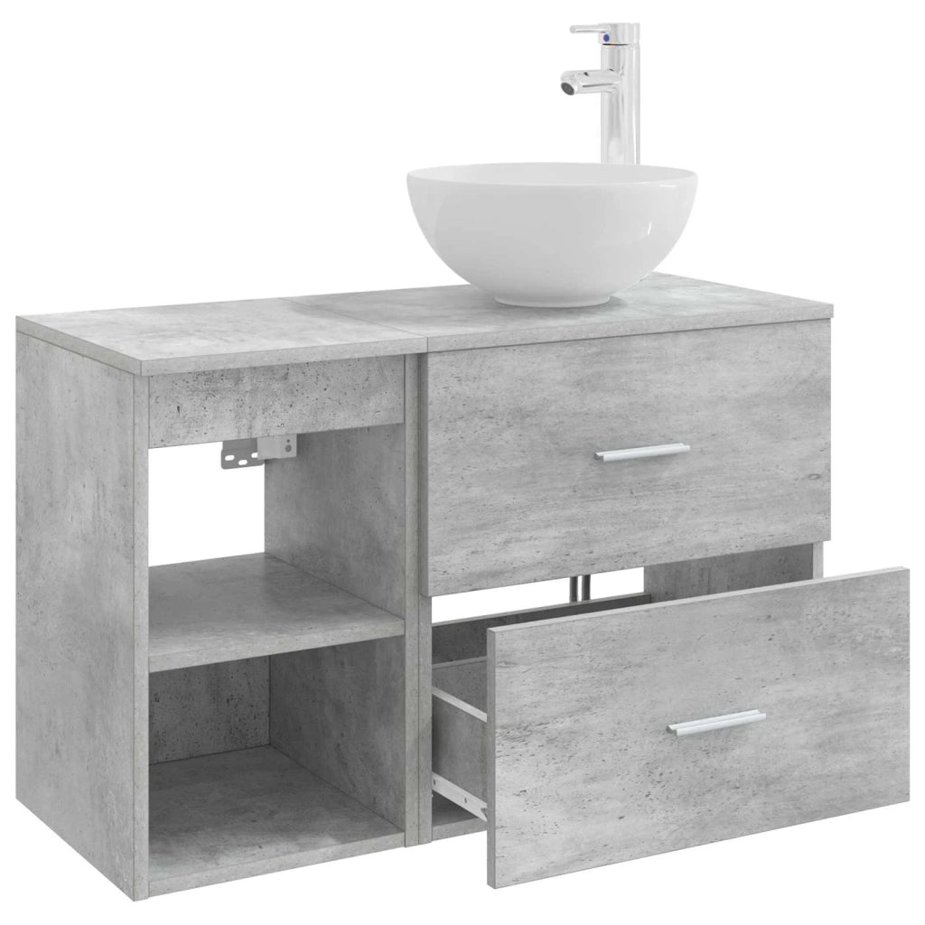 Set di mobili per il bagno 2 pcs Grigio Cemento 3403875
