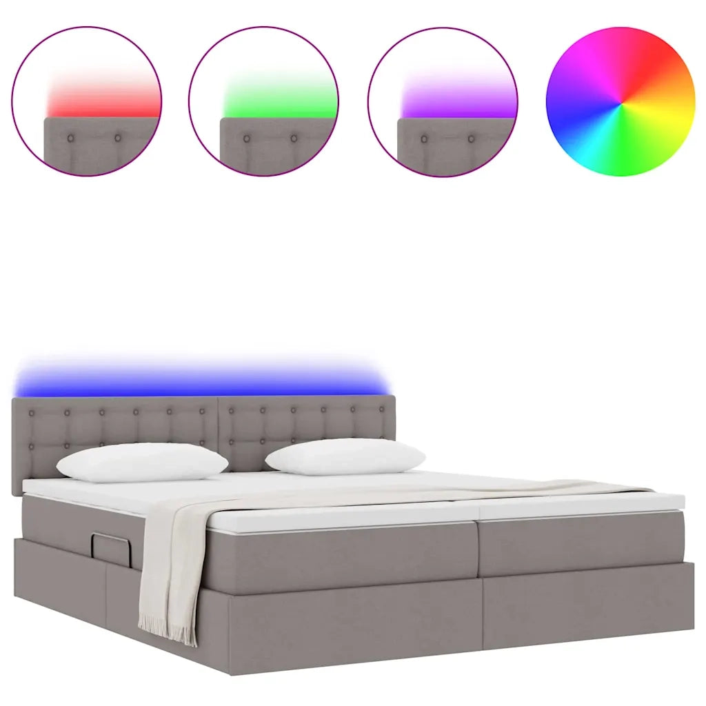 Letto con luci a strisce a LED Talpa 200 x 200 cm Tessuto