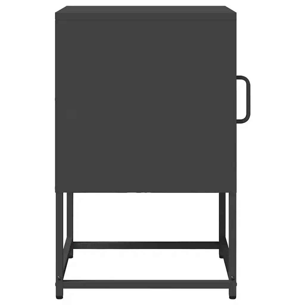 Comodino | Armadio da Notte | Mobiletto da notte Nero 36x39x60,5 cm in Acciaio Laminato a Freddo