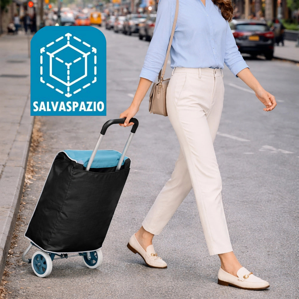 Carrello Poseidon Blu con Interni Termici Trolley Frigo 35L Ruote 36x30x90cm