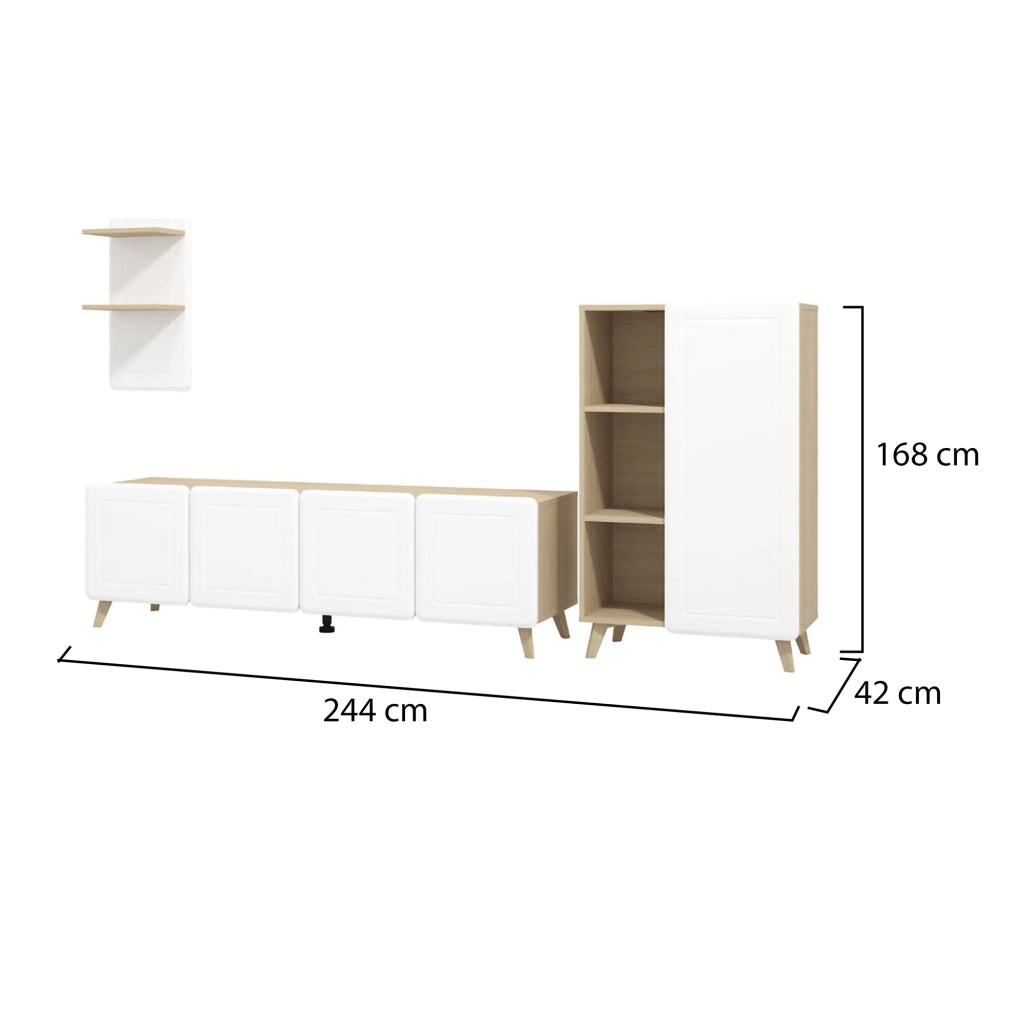 Colverde, set Mobili da Soggiorno Modulabile, Bianco