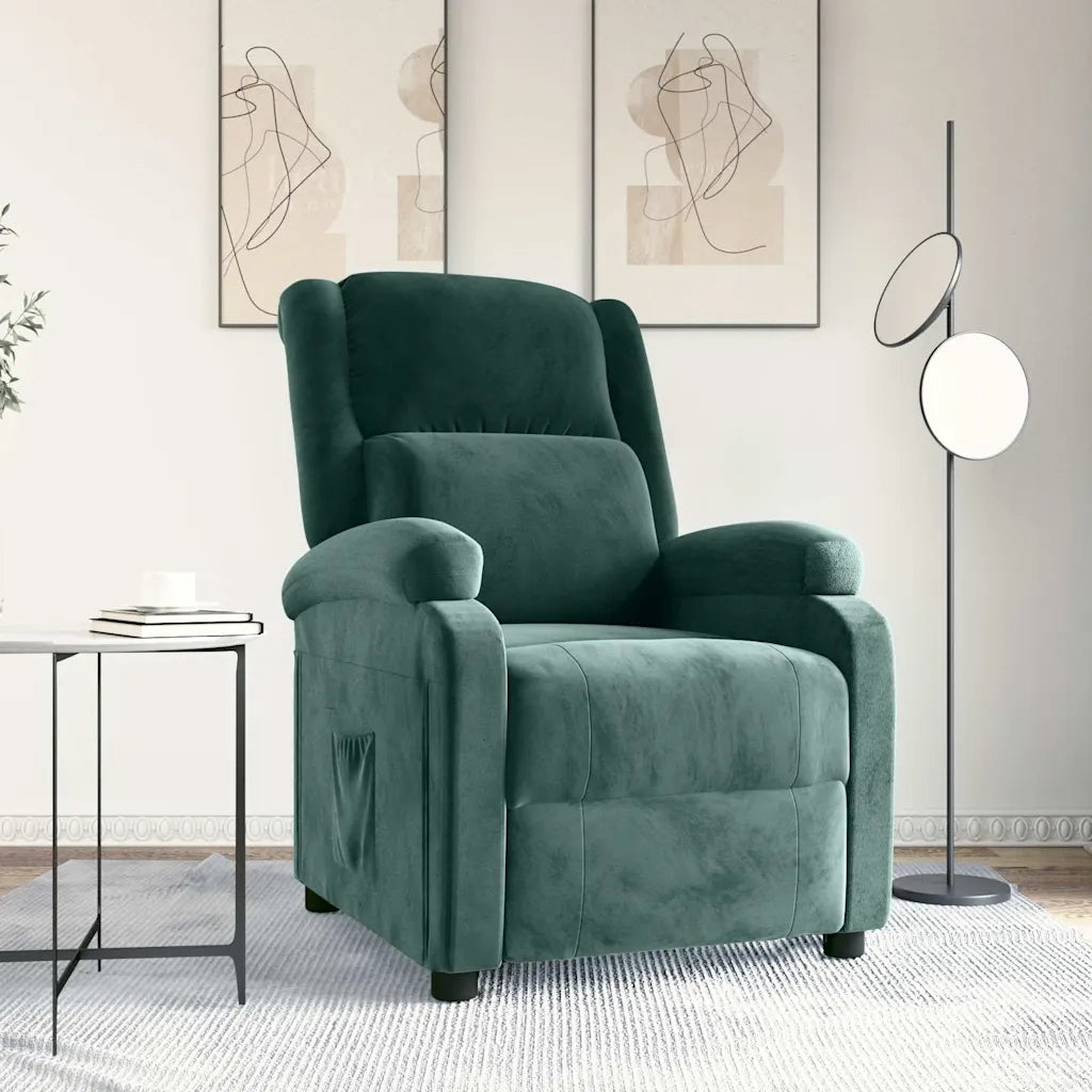 Divano Sedia-Poltrona Reclinabile Verde Scuro in Velluto 444592