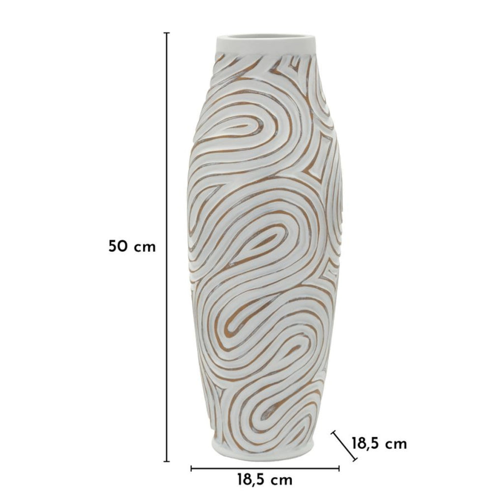 Vaso Decorativo VKH1024, Bianco, Poliresina, 18,5x18,5x50 cm