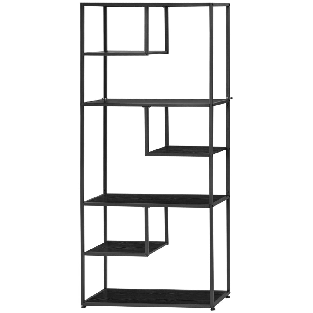 Libreria 7 Livelli in Truciolato e Acciaio ¨C Minimal ¨C 83x34x180 cm Nero