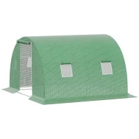 Serra a Tunnel da Esterno 3x3x2m con Copertura in PE, Porta con Cerniera e 4 Finestre, Verde