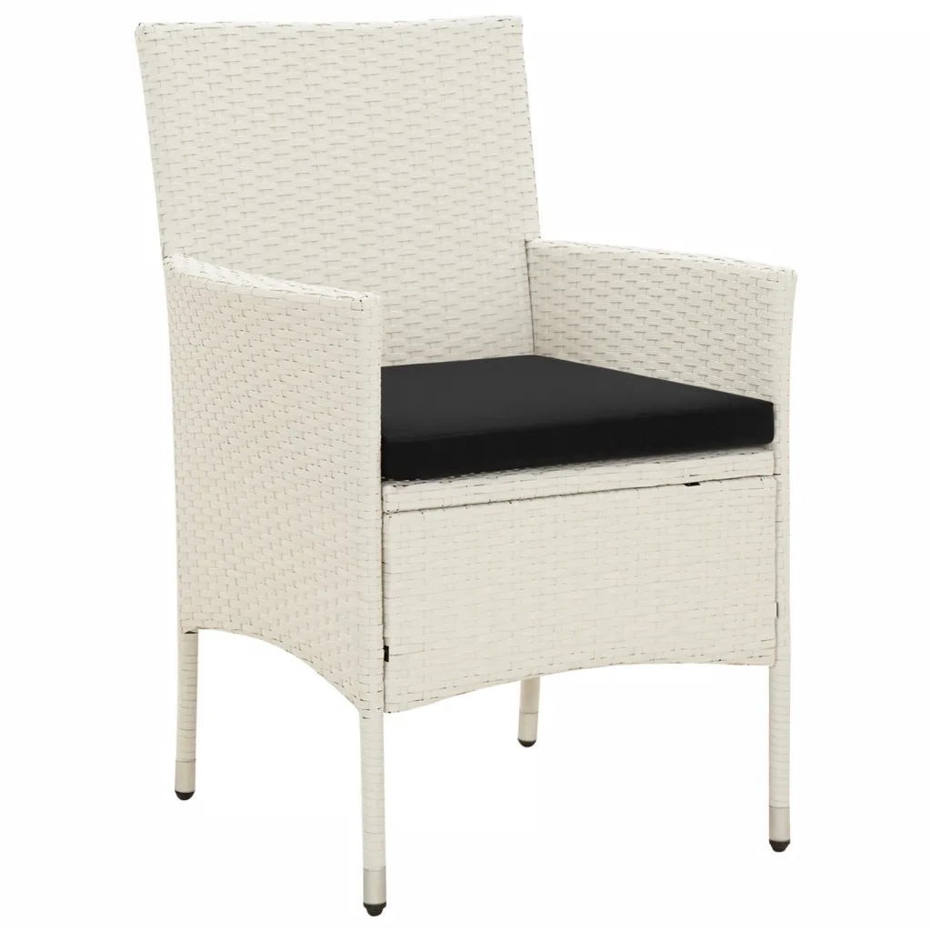 Sedie da Giardino con Cuscini 4 pz in Polyrattan Bianche 316691