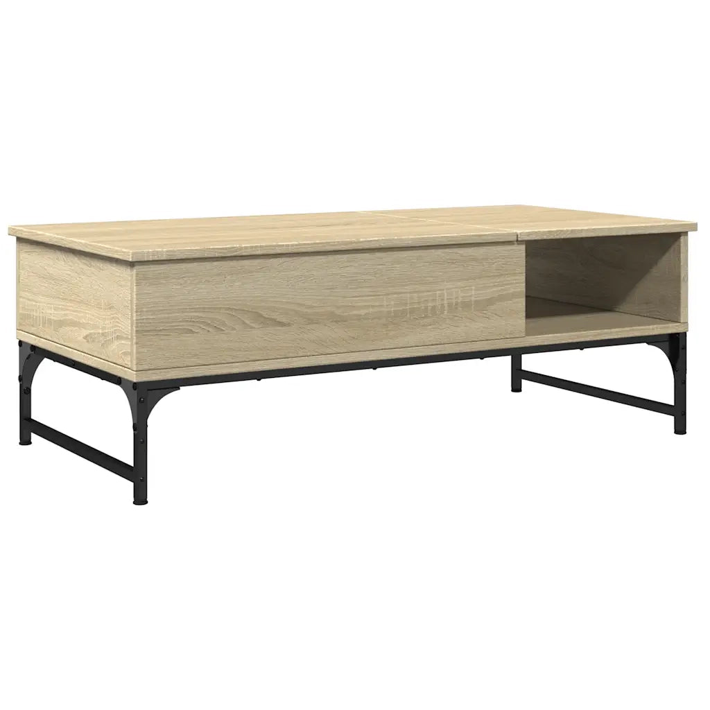 Tavolino Salotto-Tavolino da soggiorno-Tavolo Rovere Sonoma 100x50x35 cm Multistrato Metallo 798994