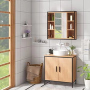 Set di mobili da bagno con armadietto a specchio in metallo + legno modello 11