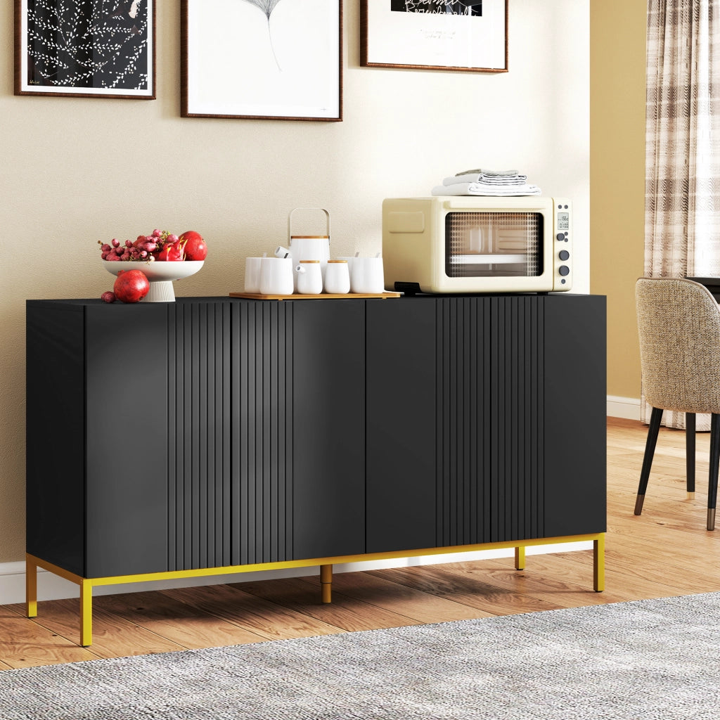 Credenza design moderno ¨C zephmum ¨C nero legno metallo dorato