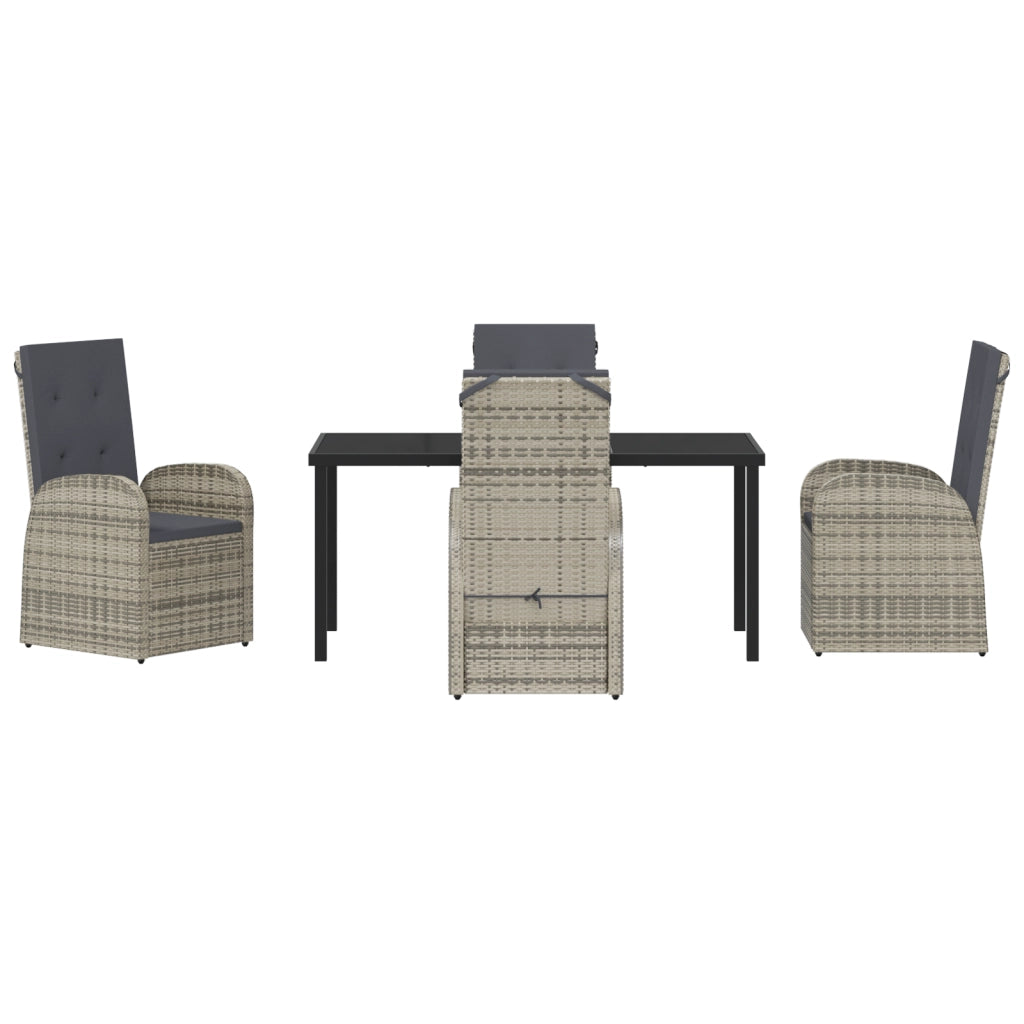 Set da Pranzo da Giardino 5 Pezzi con Cuscini Grigio in Polyrattan