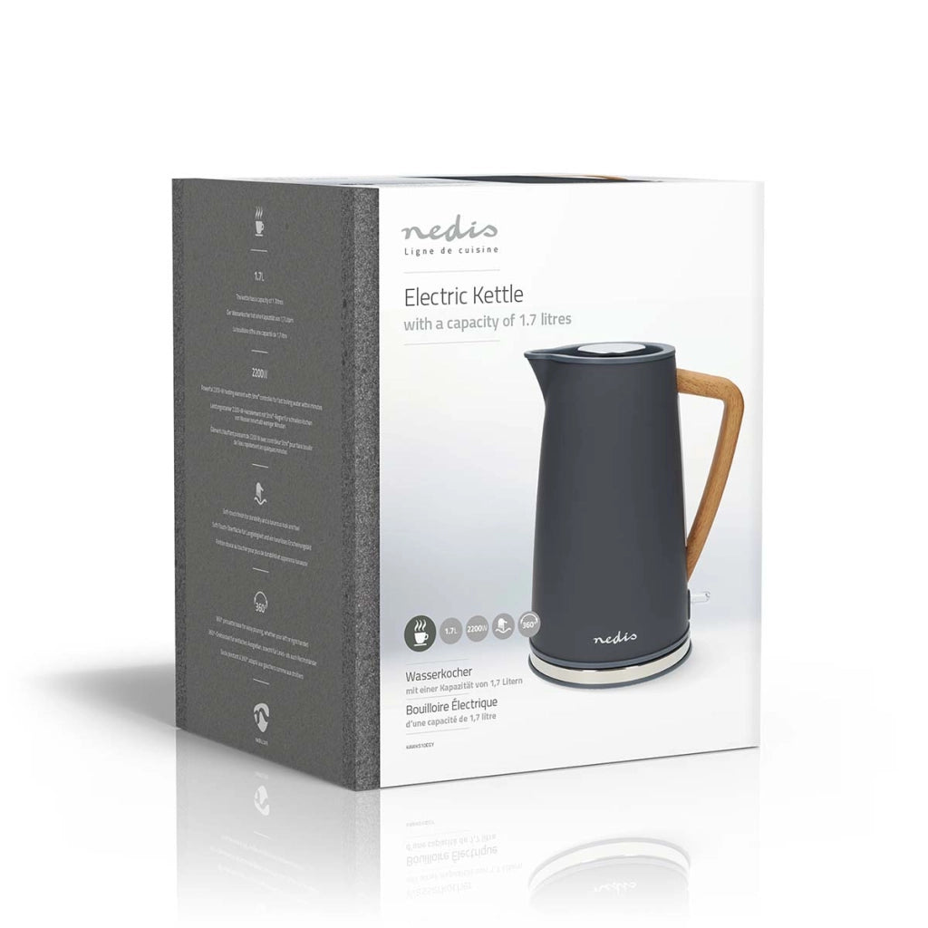 Bollitore elettrico Soft Touch da 1,7 l 2200 W con regolatore Strix Grigio Nedis
