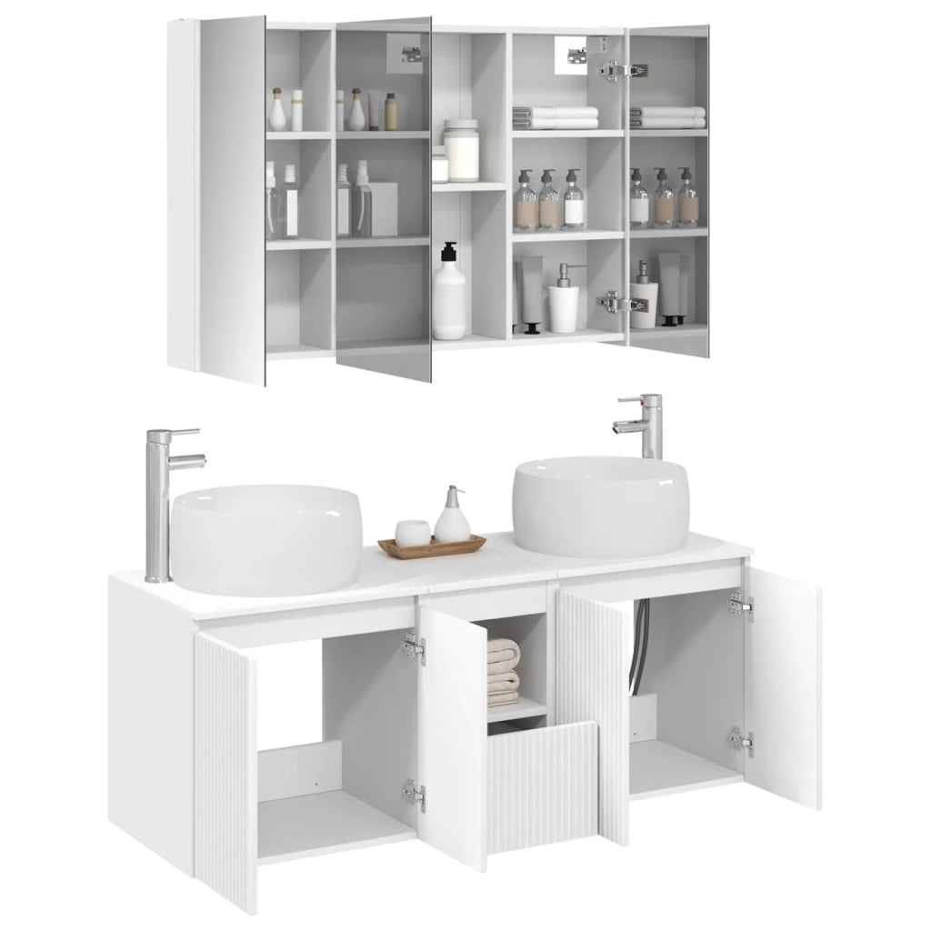 Set di Armadi da Bagno 4 pcs Bianco Legno ingegnerizzato 3406543