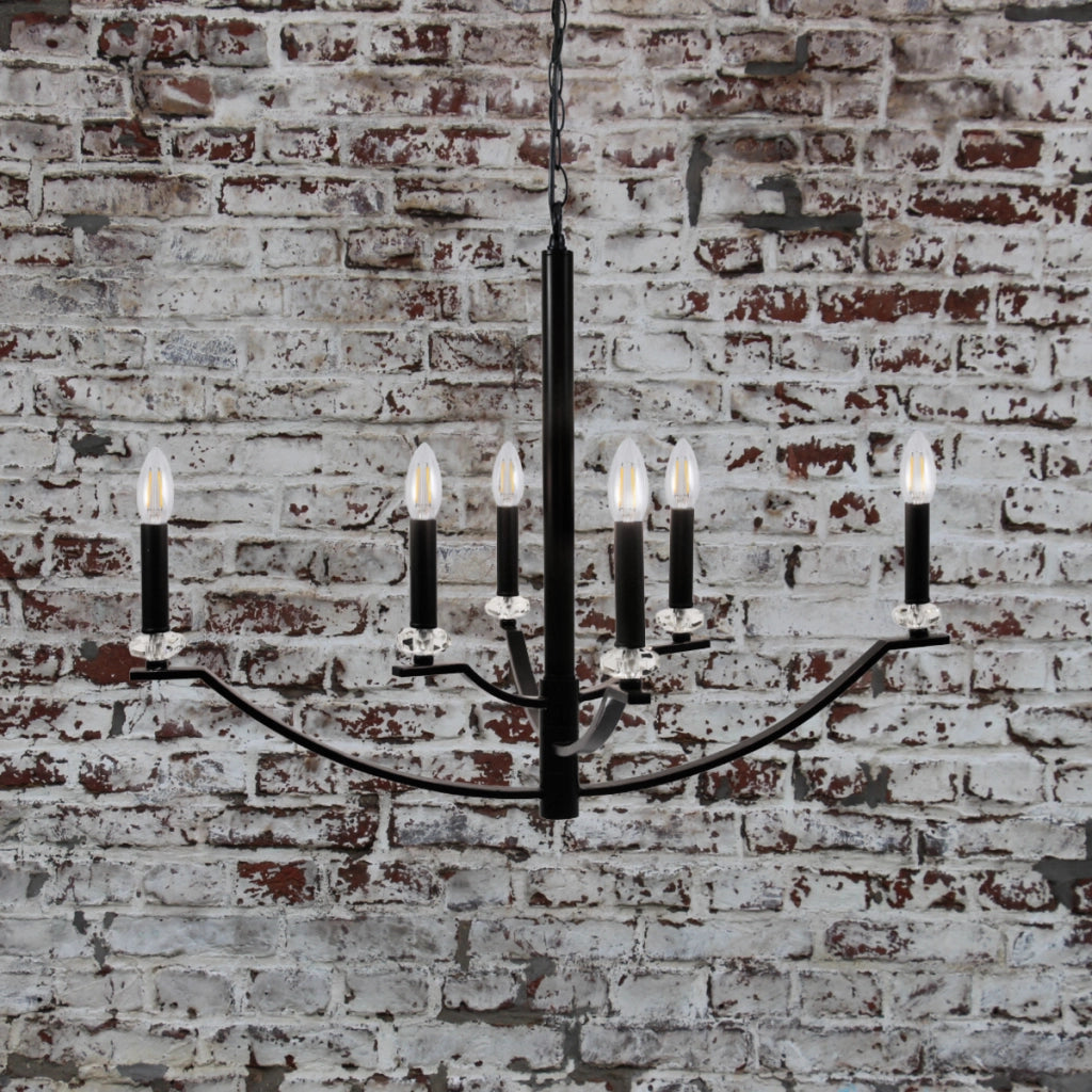 Lampadario HIMS industriale nero 6 luci E14 metallo Polux