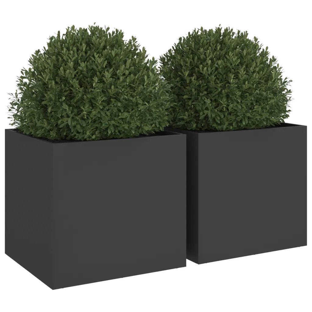 Fioriere 2 pz Nere 49x47x46 cm in Acciaio 841560