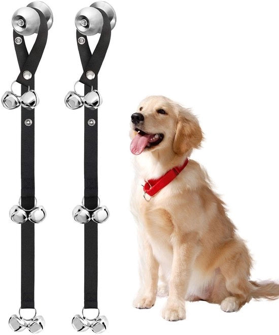Trainingsbelletjes per 2 pezzi - Zindelijkheidstraining per cani - Materiali: nylon e acciaio inossidabile - Cavo 2,5 cm di larghezza - Lunghezza 114 cm - Aiuto per l'addestramento dei cani