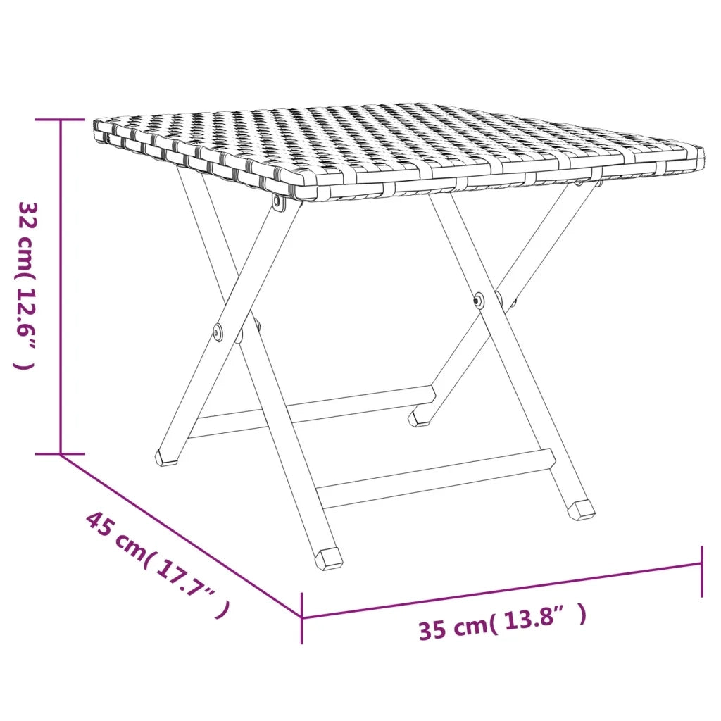 Tavolo Pieghevole Grigio 45x35x32 cm in Polyrattan 362252