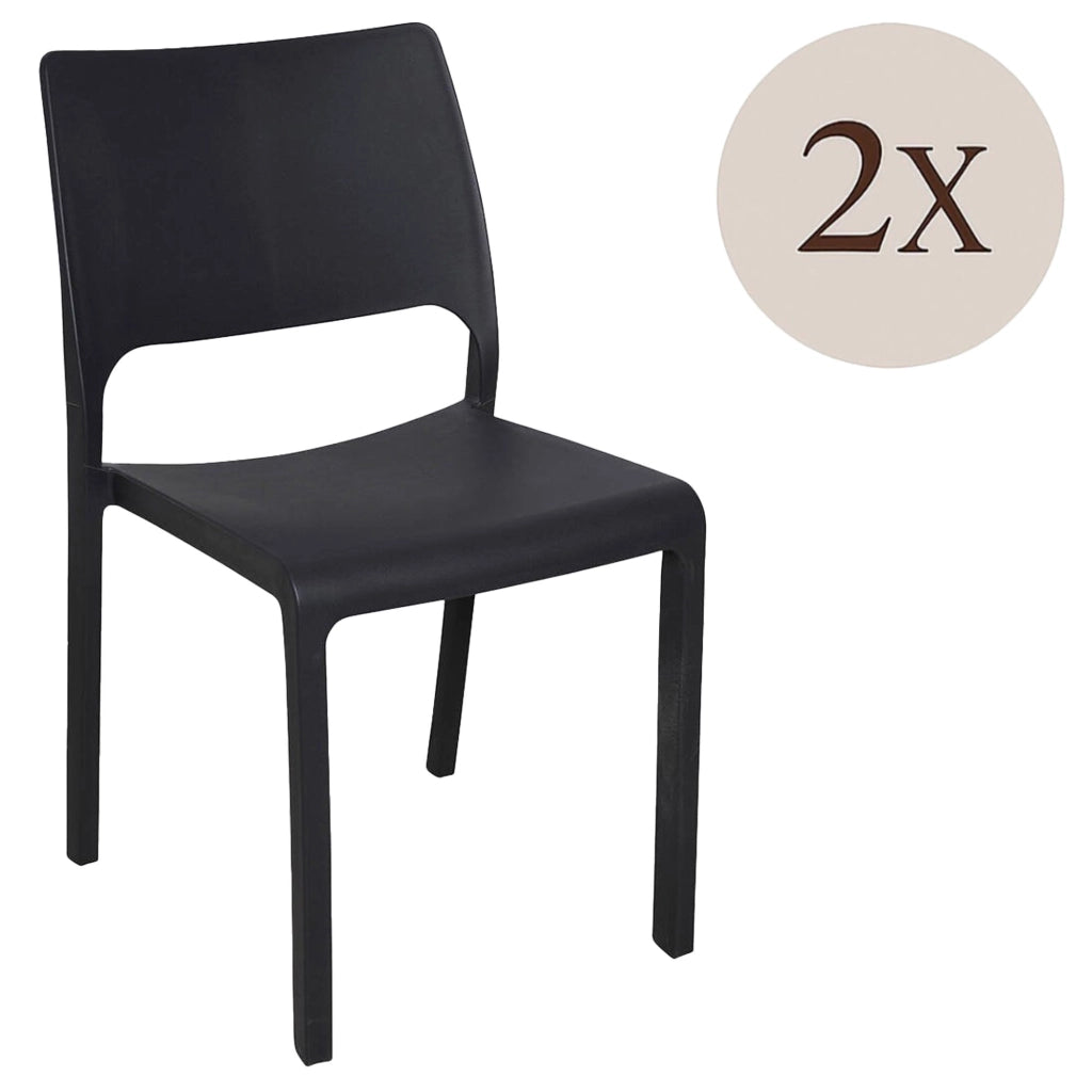 Set di 2 sedie da esterno Cereseto, Seduta da giardino, Per indoor o outdoor, Impilabile, Made in Italy, 47x53 h82 cm, Antracite
