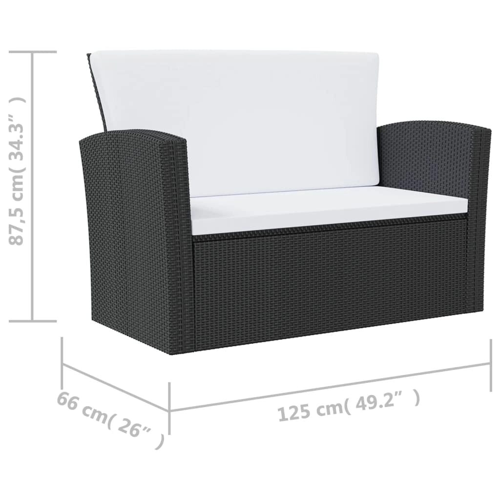 Set di mobili da giardino mobili da esterno 8 pezzi con cuscini resina intrecciata nera 02_0017732