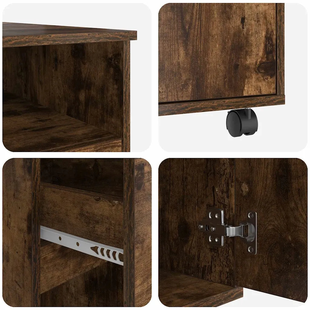 Scrivania | Tavolo da Ufficio con Ruote con cassetto Rovere fum¨¦ 91 x 50 x 77 cm
