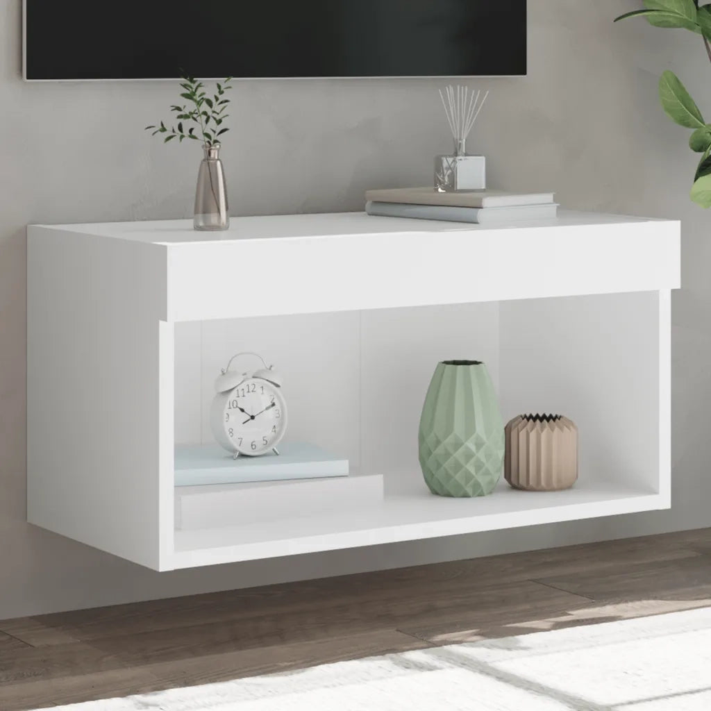 Mobile TV | Armadietto TV | Mobile Porta TV con Luci LED Bianco 60x30x30 cm