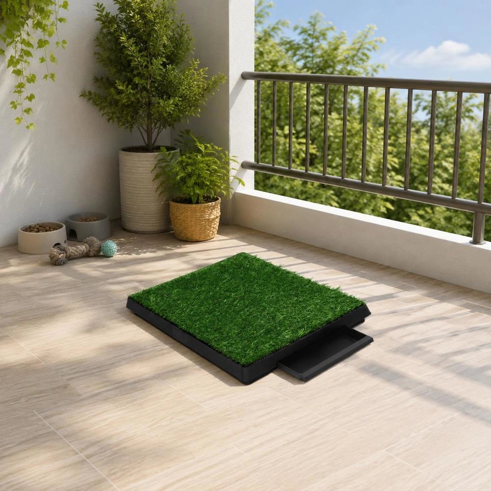Pet Toilet With Tray & Artificial Grass Green 63x50x7 Cm WC