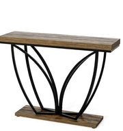 Tavolino consolle rustico industriale in MDF e metallo 105x30 cm marrone