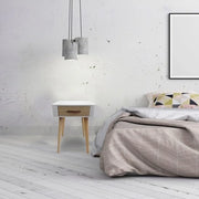 Comodino da Notte 1 Cassettino Bianco in Legno Rustico - Arredamento da Camera da Letto