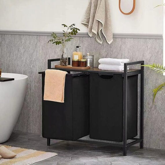 Cesto per la biancheria con misure 73x33x72 cm, colore nero, pratico e funzionale.