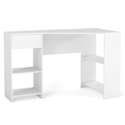 Scrivania executive da 120 cm con cassetto e ripiani per archiviazione-Scrivania ad angolo L Bianca