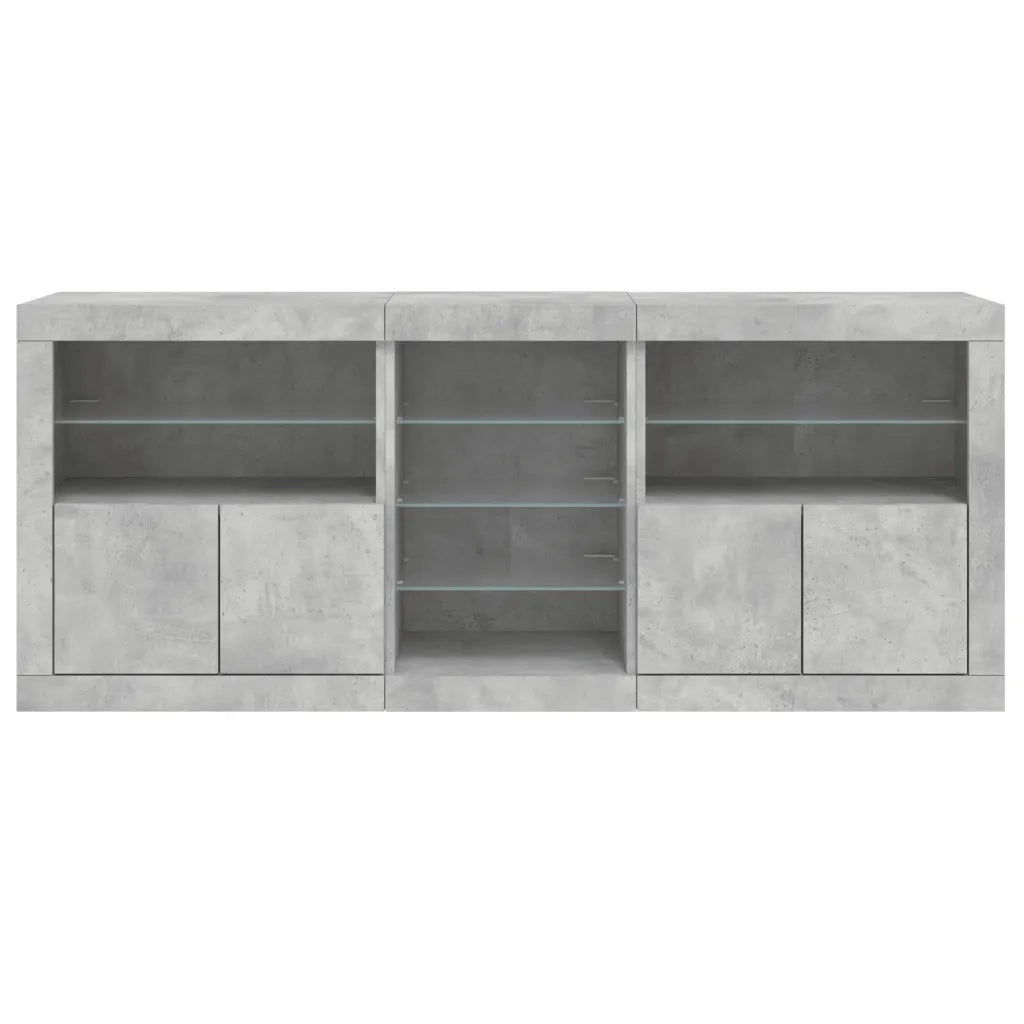 vidaXL Credenza con Luci LED Grigio Cemento 162x37x67 cm