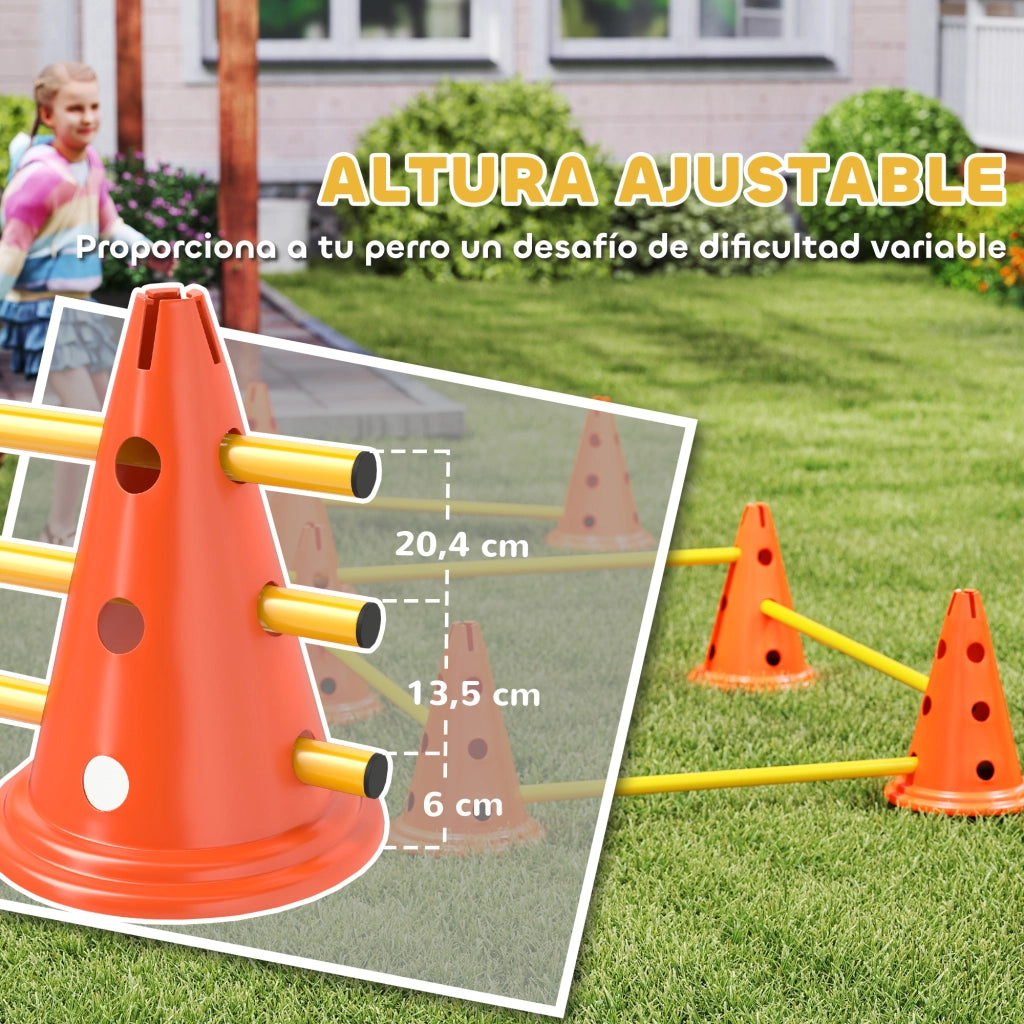 Set di Agilit¨¤ per Cani con 8 Coni e 8 Barriere ¨C Zephmum ¨C Verde