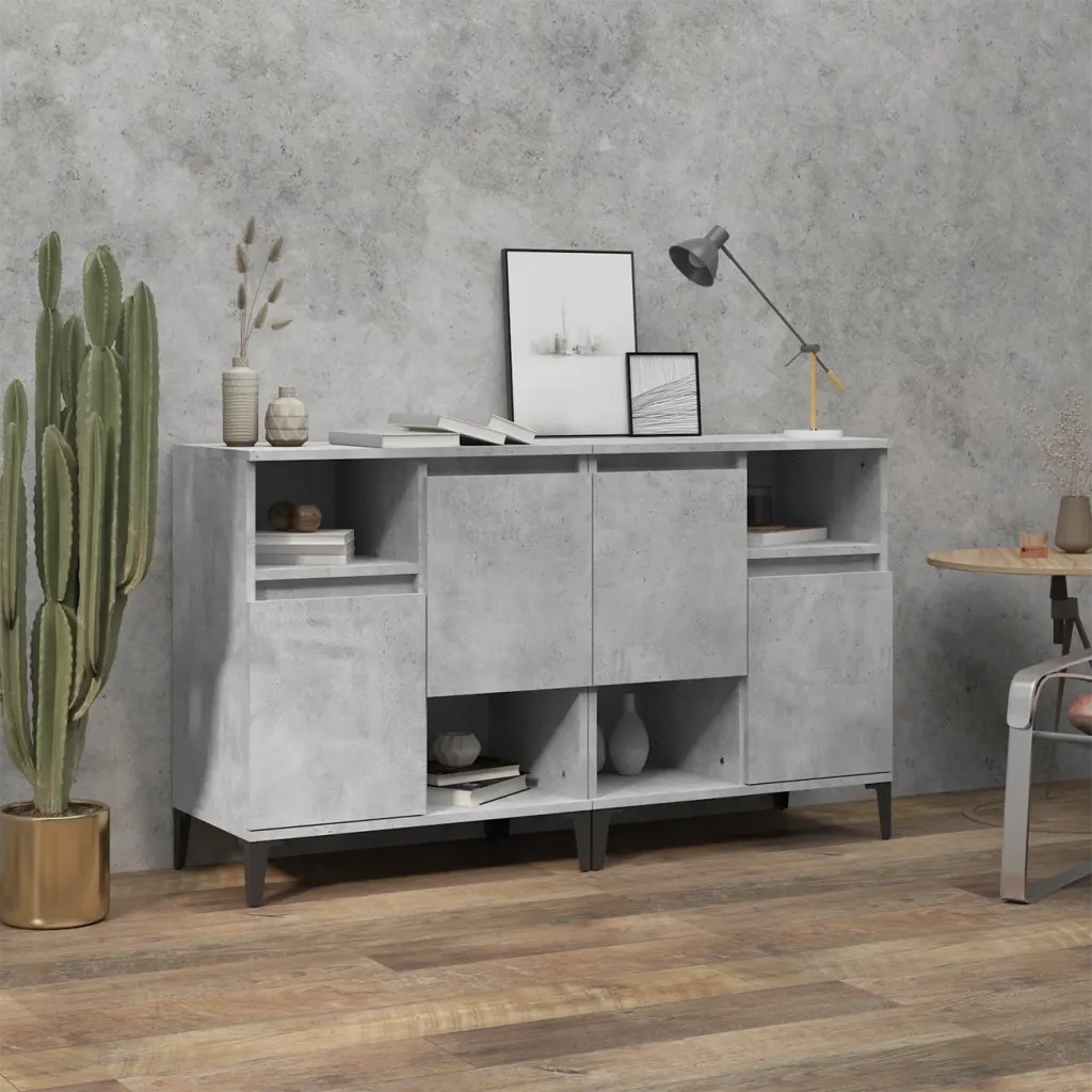 Credenze 2pz | Madia | Buffet da pranzo | Armadio da pranzo Grigio Cemento 60x35x70 cm in Legno Multistrato