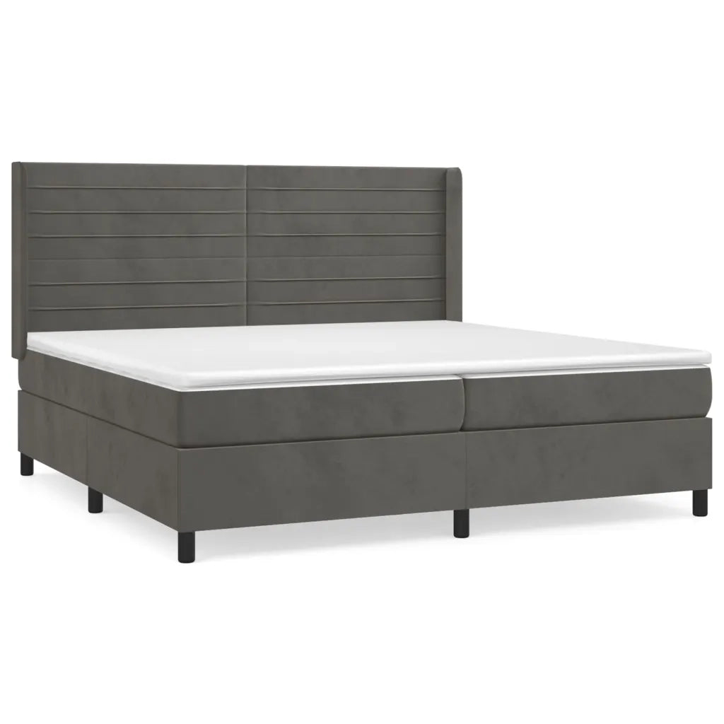 Giroletto a Molle con Materasso Grigio Scuro 200x200 cm Velluto cod mxl 37553